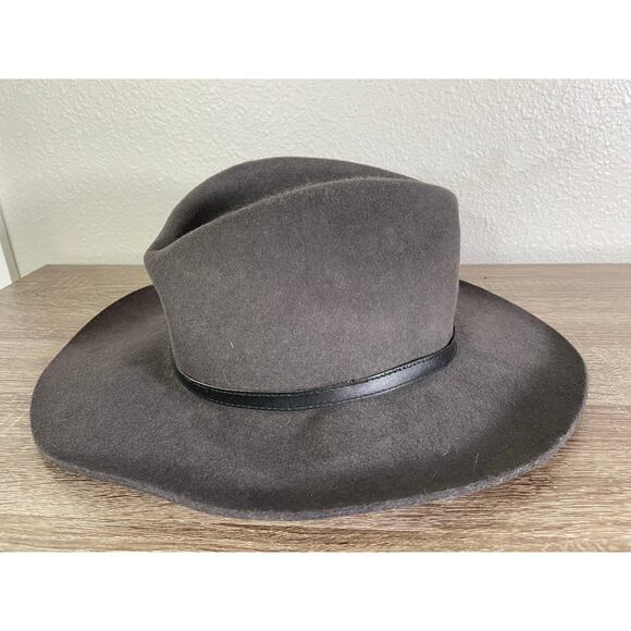 A. Adams & Spire Fur Felt Western Cowboy Hat Gray‎ Leather Band Outback Style L - Picture 8 of 13